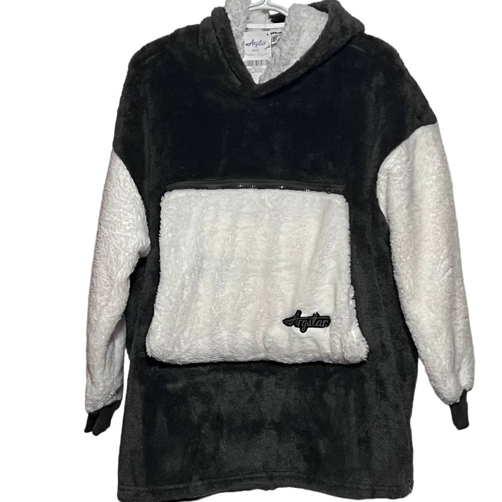 Argstar Oversized Blanket Hoodie Kids Cozy Sherpa Hoodie Detachable Deep Pocket‎